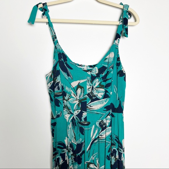Tahari teal floral ruffle beach maxi dress - Picture 3 of 6